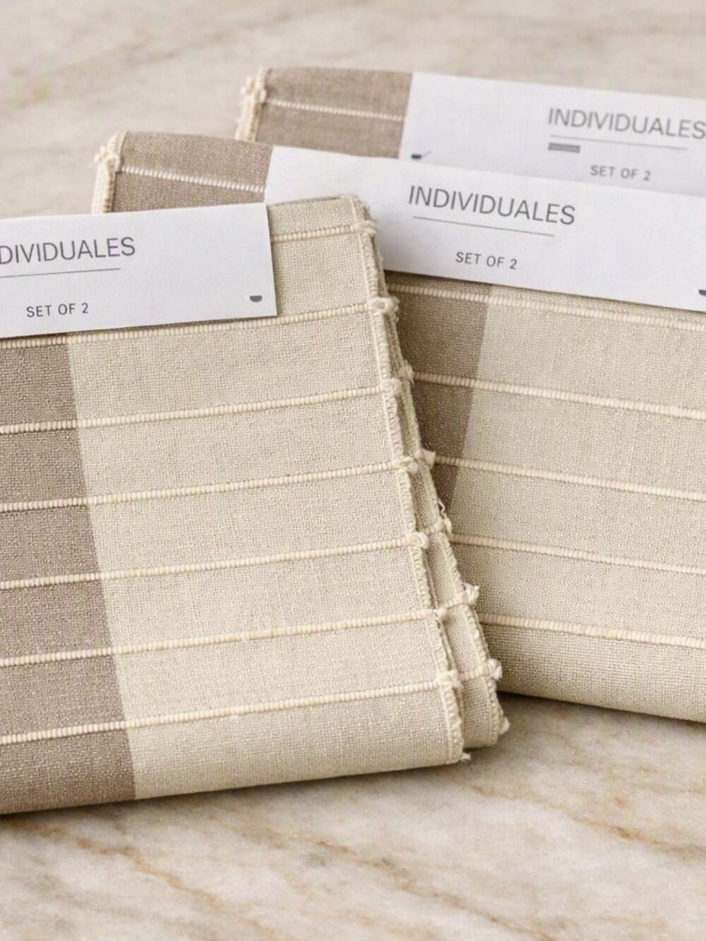 Zara Home Set of 6 Two‑Tone Cotton Placemats Taupe and Cream Neutral Kitchen